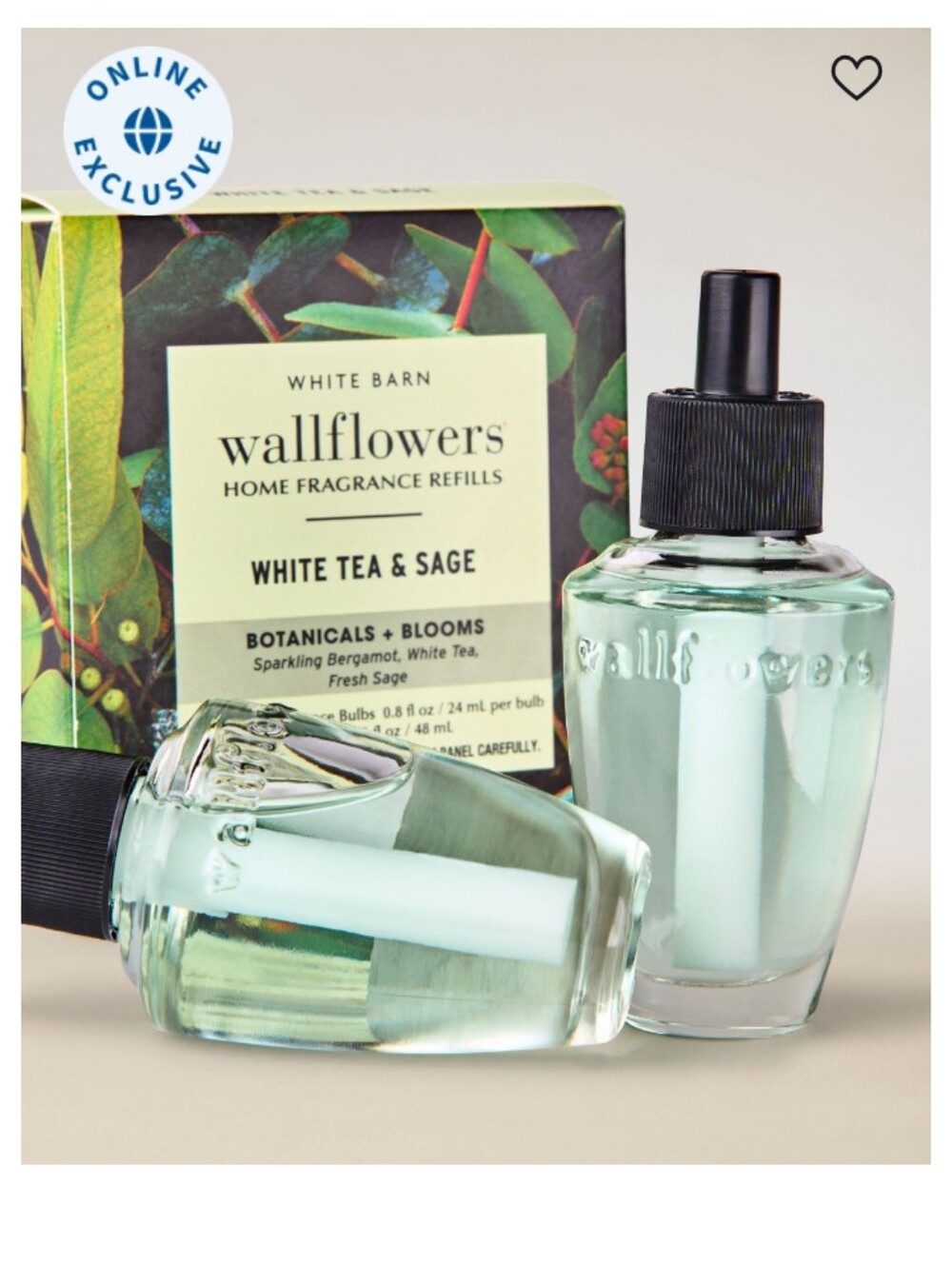 Wallflower White Tea & Sage Fragrance Refills - Green and White